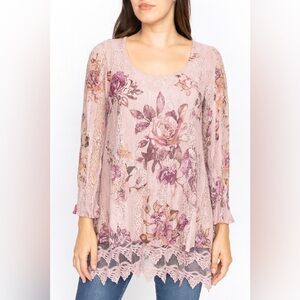 Origami Venice floral lace top size small artsy romantic fairy whimsical shirt